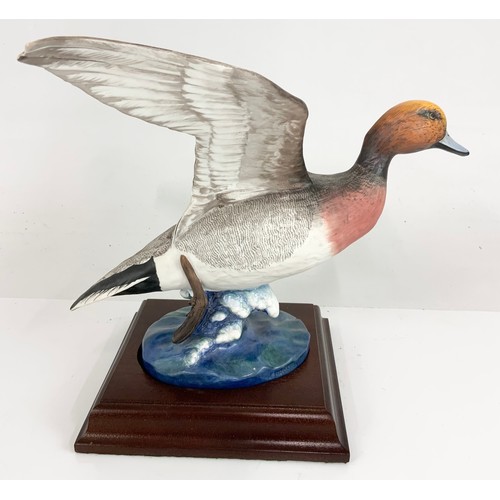 87 - CROWN STAFFORDSHIRE LARGE MODEL OF A WIGEON DUCK ON PLINTH WITH COA BOXED