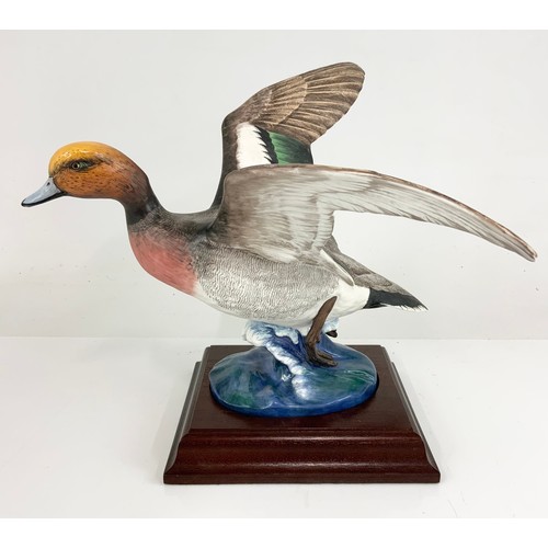 87 - CROWN STAFFORDSHIRE LARGE MODEL OF A WIGEON DUCK ON PLINTH WITH COA BOXED