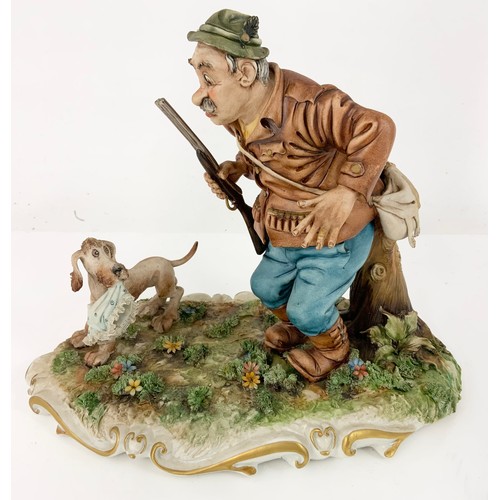 131 - 2 CAPODIMONTE FIGURINES  MEN WITH SHOTGUNS