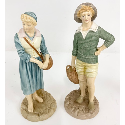 91 - 4 ROYAL WORCESTER HADLEY COLLECTION FIGURINES INC EASTERN WATERCARRIERS, FRENCH FISHER BOY & GIRL