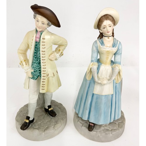 92 - 4 ROYAL WORCESTER HADLEY COLLECTION FIGURINES IN THE GALLANTS, REGENCY MAN & LADY