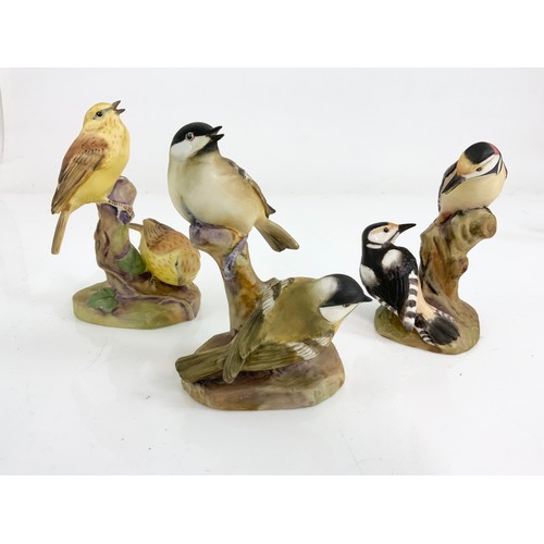 93 - 6 ROYAL WORCESTER DOUBLE BIRD MODELS INC WOODPECKERS, LINNETS ETC