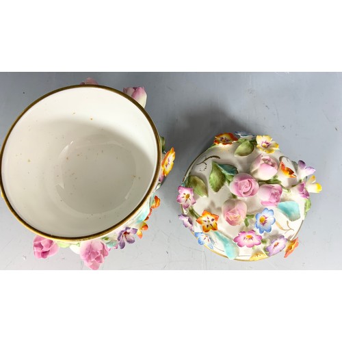 189 - COALPORT COALBROOKDALE  GINGER JAR & COVER WITH A LIIDED POT  BOTH DECORATED WITH HAND PAINTED APPLI... 