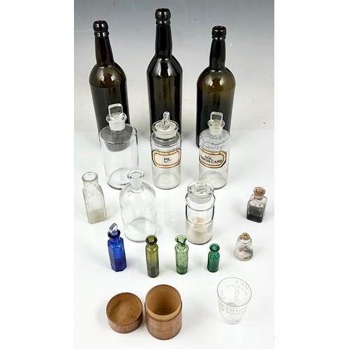 288 - VINTAGE BOTTLES INC. CHEMIST RELATED BOTTLES OF VARYING SIZES AND COLOURS