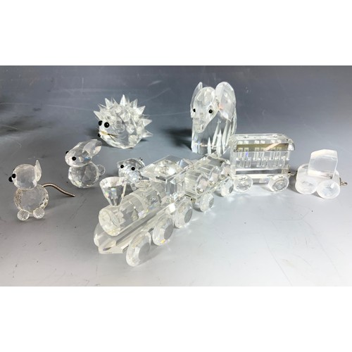 250 - LARGE QUANTITY OF SWAROVSKI CRYSTAL ANIMALS  &  TRAIN, SUNDIAL