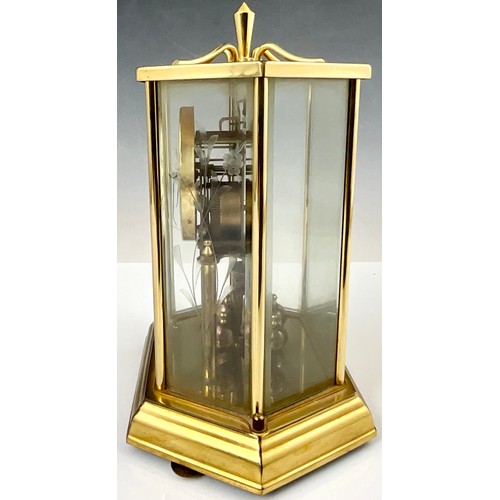 299 - VINTAGE ANNUAL BRASS & GLASS CASED TORSION CLOCK