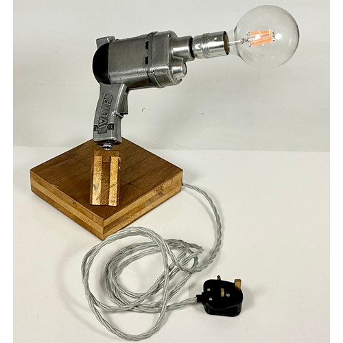 317 - INTERESTING CREATIVE ART STEAMPUNK LAMP MODELLED FROM A VINTAGE POWER DRILL