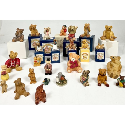 453 - COLLECTION OF MINIATURE RESIN TEDDY BEARS, SOME BOXED