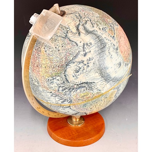 425 - VINTAGE 1950’s MEREDITH WORLD OCEAN SERIES GLOBE WITH WORKING MAGNIFIER