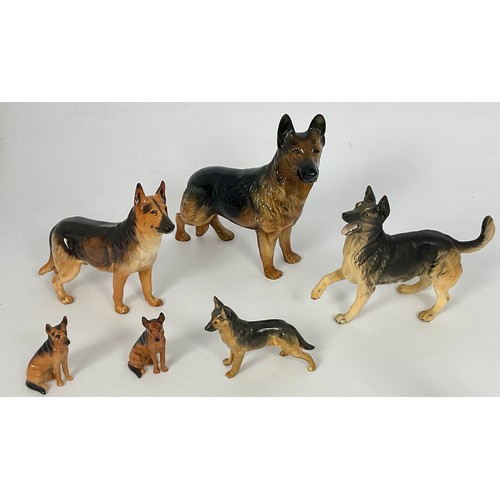 142 - MISC. ROYAL DOULTON, WORCESTER AND OTHER GERMAN SHEPHERD FIGURES