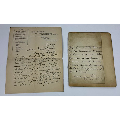 77 - AN INTERESTING 19th CENTURY AUTOGRAPH BOOK AND POSTAL EPHEMERA, INC. HAND WRITTEN LETTER FROM BUCKIN... 