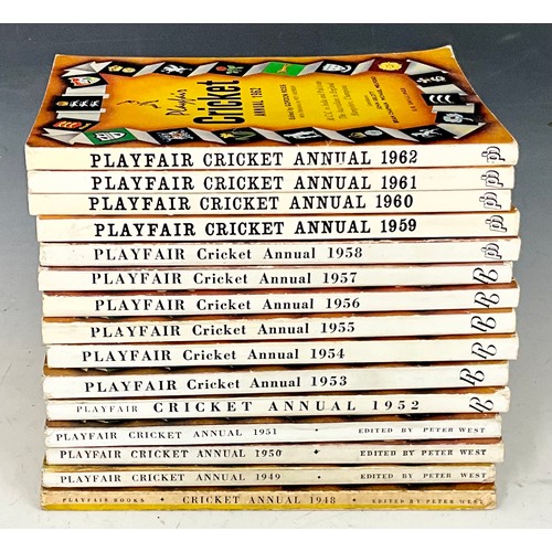 66 - VARIOUS MISCELLANEOUS PLAYFAIR CRICKET ANNUALS 1948-1962 COMPLETE RUN