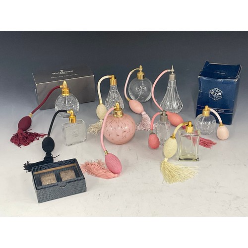 254 - MISC. CUT GLASS PERFUME ATOMISERS INC. BOXED WATERFORD AND STUART CRYSTAL (please note, the napkin r... 