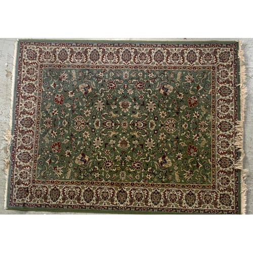 1058 - GREEN GROUND RUG MADE IN ISRAEL 200cm x 150cm