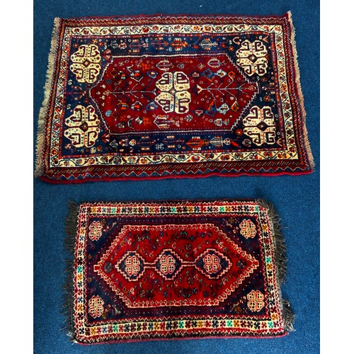 1061 - 2 GOOD QUALITY IRANIAN RED GROUND RUGS LARGEST 153cm x 115cm