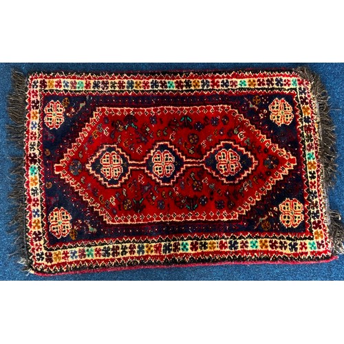 1061 - 2 GOOD QUALITY IRANIAN RED GROUND RUGS LARGEST 153cm x 115cm