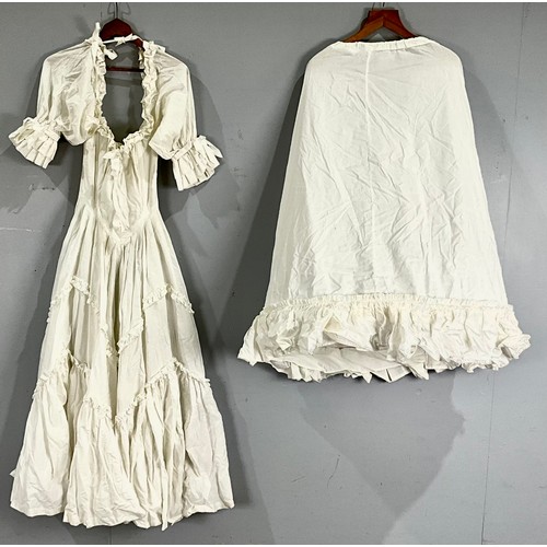 750 - LAURA ASHLEY 1980’S SOUTHERN BELLE STYLE COTTON WEDDING DRESS AND PETTICOAT SIZE 10