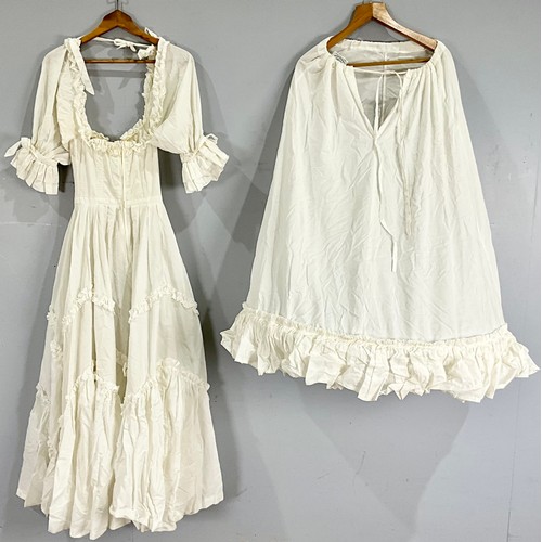 750 - LAURA ASHLEY 1980’S SOUTHERN BELLE STYLE COTTON WEDDING DRESS AND PETTICOAT SIZE 10