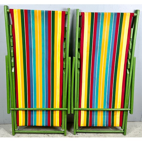 596 - PAIR OF VINTAGE PAINTED BEACH DECK CHAIRS