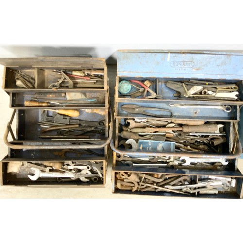 577 - 3 METAL TOOL BOXES  & A WOODEN TOOL BOX AND CONTENTS