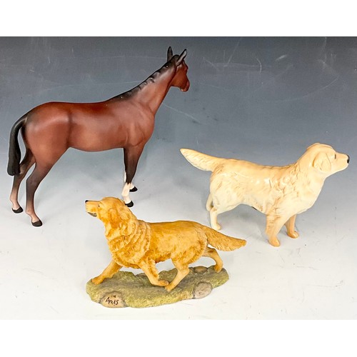 107 - BESWICK HORSE AND DOG STUDY T/W BORDER FINE ART  DOG STUDY