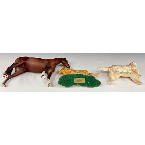 107 - BESWICK HORSE AND DOG STUDY T/W BORDER FINE ART  DOG STUDY