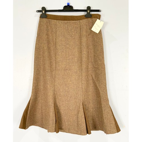 912 - 2 EBONY WOOLEN SKIRTS BOTH SIZE 14 PRICE TAGS £175 & £135