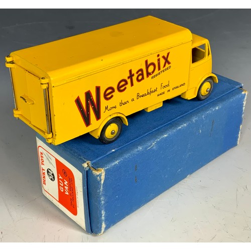 228 - DINKY SUPERTOYS 514 GUY VAN ‘WEETABIX’ YELLOW CAB, CHASSIS, RIDGED HUBS, FIRST TYPE CAB BOXED