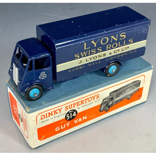 227 - DINKY SUPERTOYS : 514 GUY VAN ‘LYONS SWISS ROLLS’ IN DARK BLUE WITH LIGHT BLUE HUB CAPS, RIDGES, 1ST... 