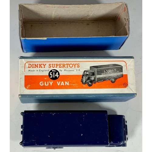 227 - DINKY SUPERTOYS : 514 GUY VAN ‘LYONS SWISS ROLLS’ IN DARK BLUE WITH LIGHT BLUE HUB CAPS, RIDGES, 1ST... 