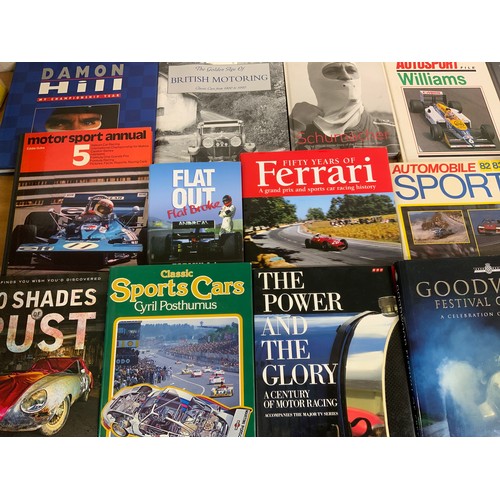 255 - BOX OF MOTORING BOOKS, A GOOD ASSORTMENT INCLUDING AUTOCOURSE 2017-18, 2016-17, JOHN PLAYER MOTOR SP... 