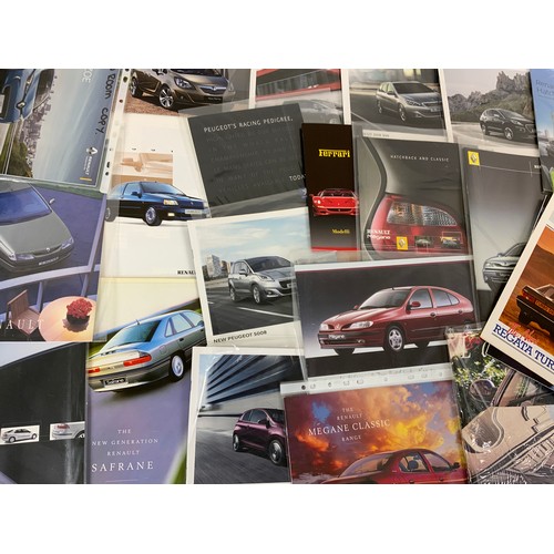 14 - MOTOR INTEREST A BOX OF CAR SALES BROCHURES, MOSTLY RENAULT & PEUGEOT