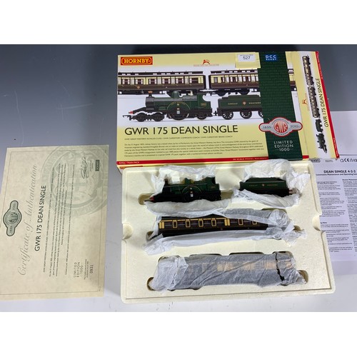 527 - HORNBY BOXED LIMITED EDITION GWR 175 ANNIVERSARY SET , DEAN SINGLE, DCC READY, R2956, APPEARS UNUSED... 