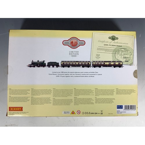 527 - HORNBY BOXED LIMITED EDITION GWR 175 ANNIVERSARY SET , DEAN SINGLE, DCC READY, R2956, APPEARS UNUSED... 