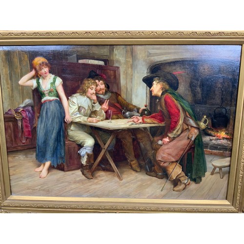 1 - DELAPOER DOWNING (BRITISH 1853 TO 1926) OIL ON CANVAS ENTITLED WINNER TAKES ALL SIGNED LOWER  LEFT 7... 