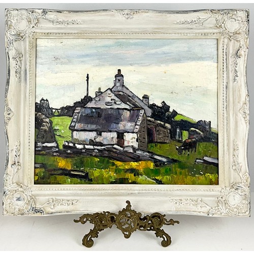 10 - NAIVE OIL ON BOARD OF POSSIBLY WELSH OR IRISH LANDSCAPE SIGNED ‘W’ IN GOOD QUALITY FRAME. APPROX. 49... 