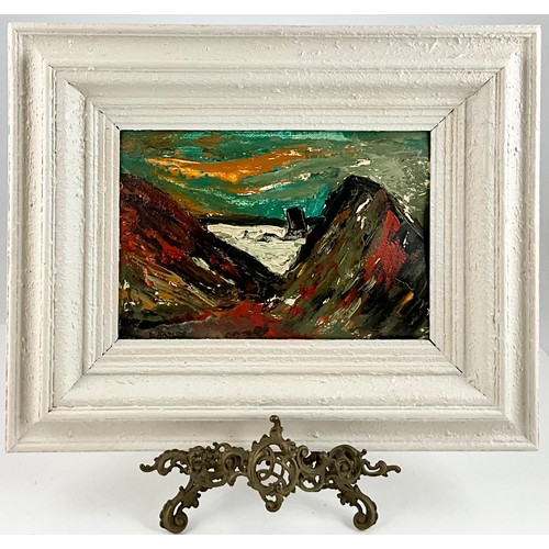 12 - ABSTRACT OIL LANDSCAPE BY EARDLEY. 34cm x 23cm