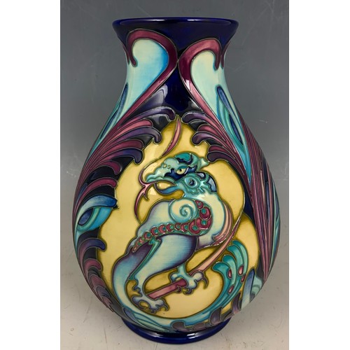 57 - KERRY GOODWIN FOR MOORCROFT, A LARGE TUBE LINE DECORATED BALUSTER VASE, MORROCAN MYTHS DESIGN, MARKE... 