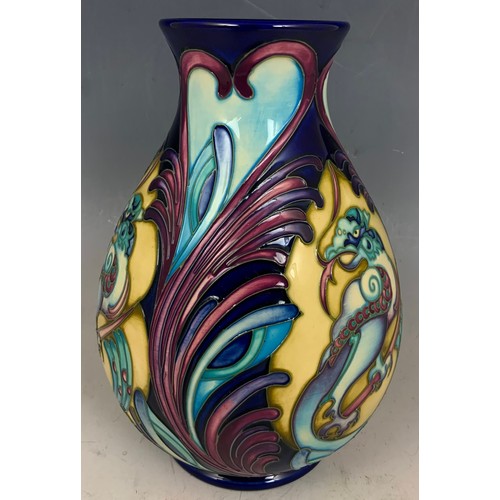 57 - KERRY GOODWIN FOR MOORCROFT, A LARGE TUBE LINE DECORATED BALUSTER VASE, MORROCAN MYTHS DESIGN, MARKE... 