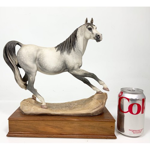 25 - ALBANY FINE CHINA MODEL OF A  ARAB MARE ON WOODEN PLINTH TALL