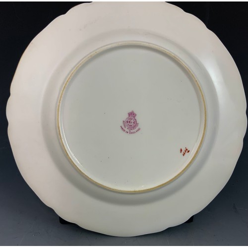 48 - ROYAL WORCESTER CABINET PLATE HAND PAINTED FALLEN FRUIT SIGNED H PRICE PUCE BACKSTAMP 23cm DIAMETER