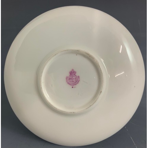 42 - ROYAL WORCESTER SAUCER HAND PAINTED FALLEN FRUIT SIGNED LOCKYEAR PUCE BACKSTAMP  10Ccm DIAMETER