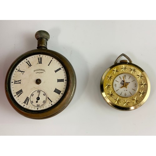 161 - 3 CHEROOTS ( 2 WITH 9ct GOLD COLLARS) SILVER DOUBLE VESTA ,  A POCKET WATCH & A FOB WATCH