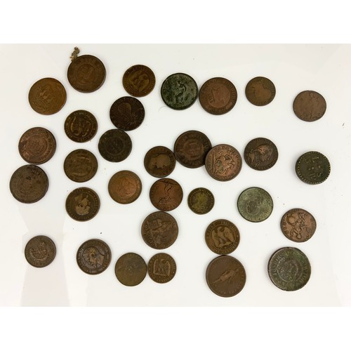 176 - BOX OF INTERESTING COINS AND TOKENS