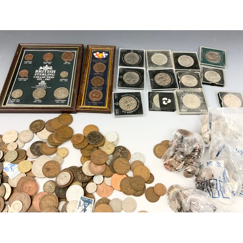 179 - LARGE QUANTITY OF ENGLISH & FOREIGN COINS BANK NOTES ETC