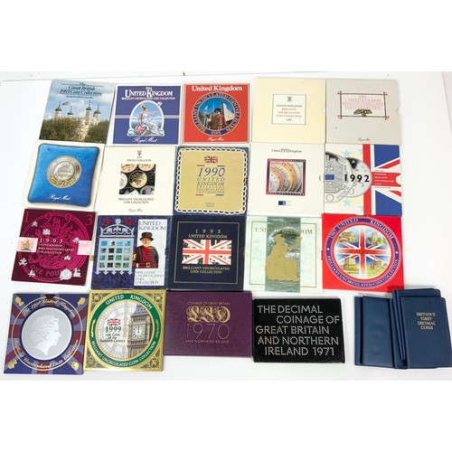 215 - COIN INTEREST :  GB PROOF YEAR SETS, 11 Y/S 1983-1999 STANDARD CASES, , 1X 1970 Y/S PLUS 2 REPRO 195... 