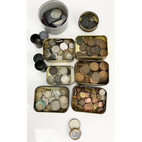 193 - LARGE QTY. COINS INC. UK PRE DECIMAL AND FOREIGN SILVER, BANK NOTES ETC.