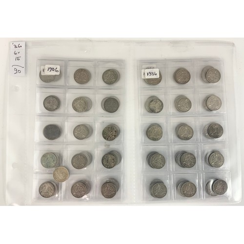 204 - LARGE QTY. SILVER (50%) 3d COINS (APPROX 180) 1931 AND 1936