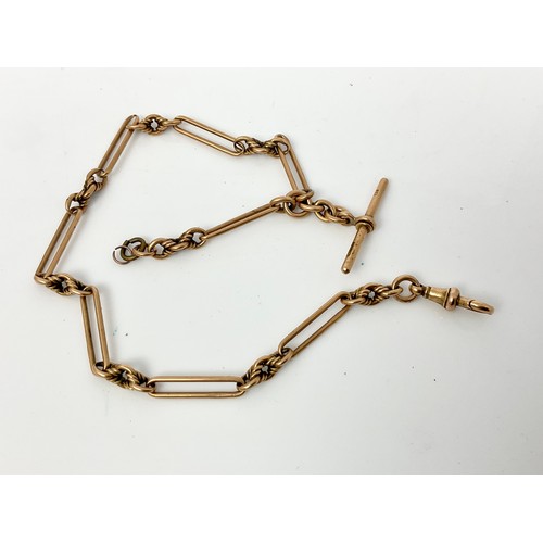 575 - 15CT GOLD FANCY LINK WATCH CHAIN, APPROX. 27g