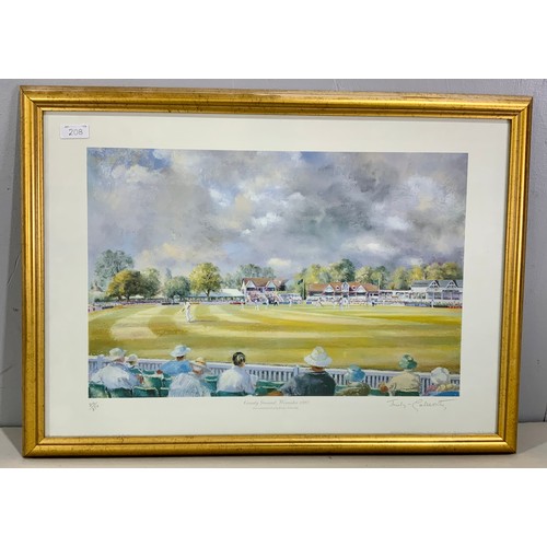 208 - WORCESTERSHIRE COUNTY CRICKET, FRAMED PICTURE OF NEW ROAD, COUNTY GROUND WORCESTER 1997212/250